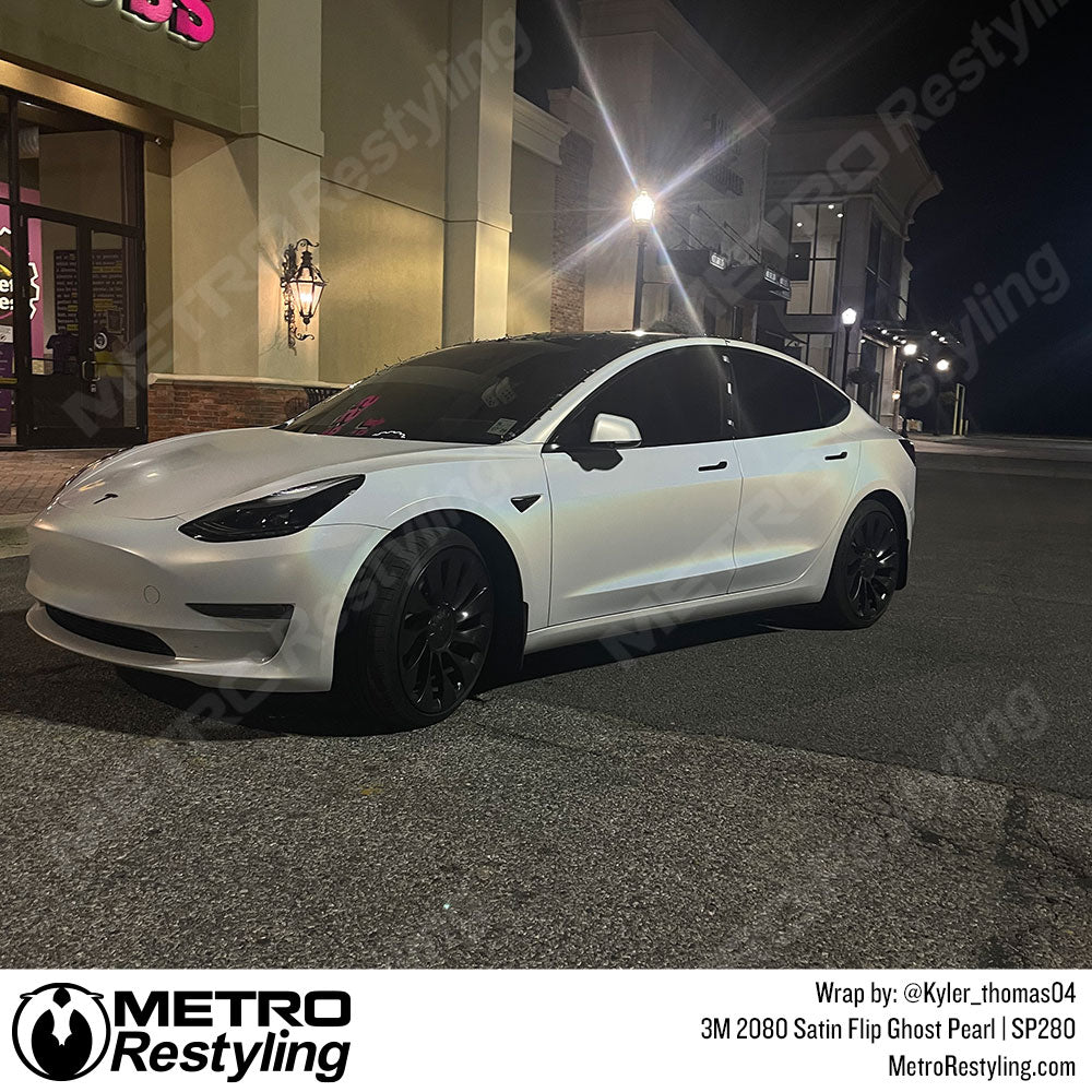 Satin White Tesla Wrap