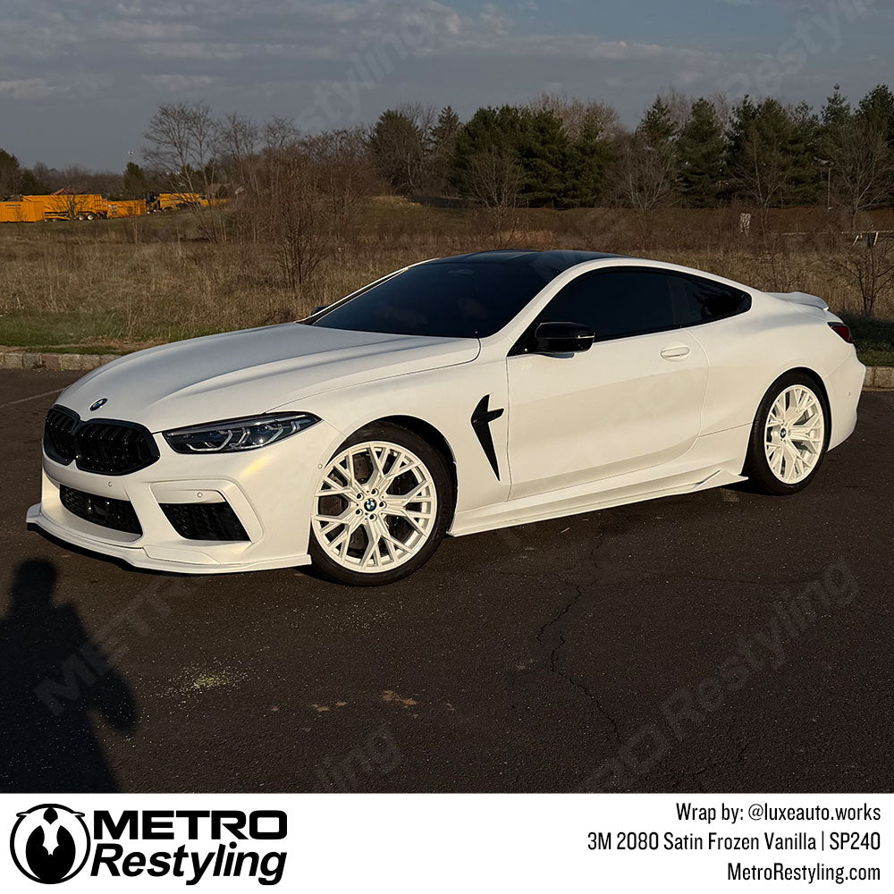 satin white bmw wrap