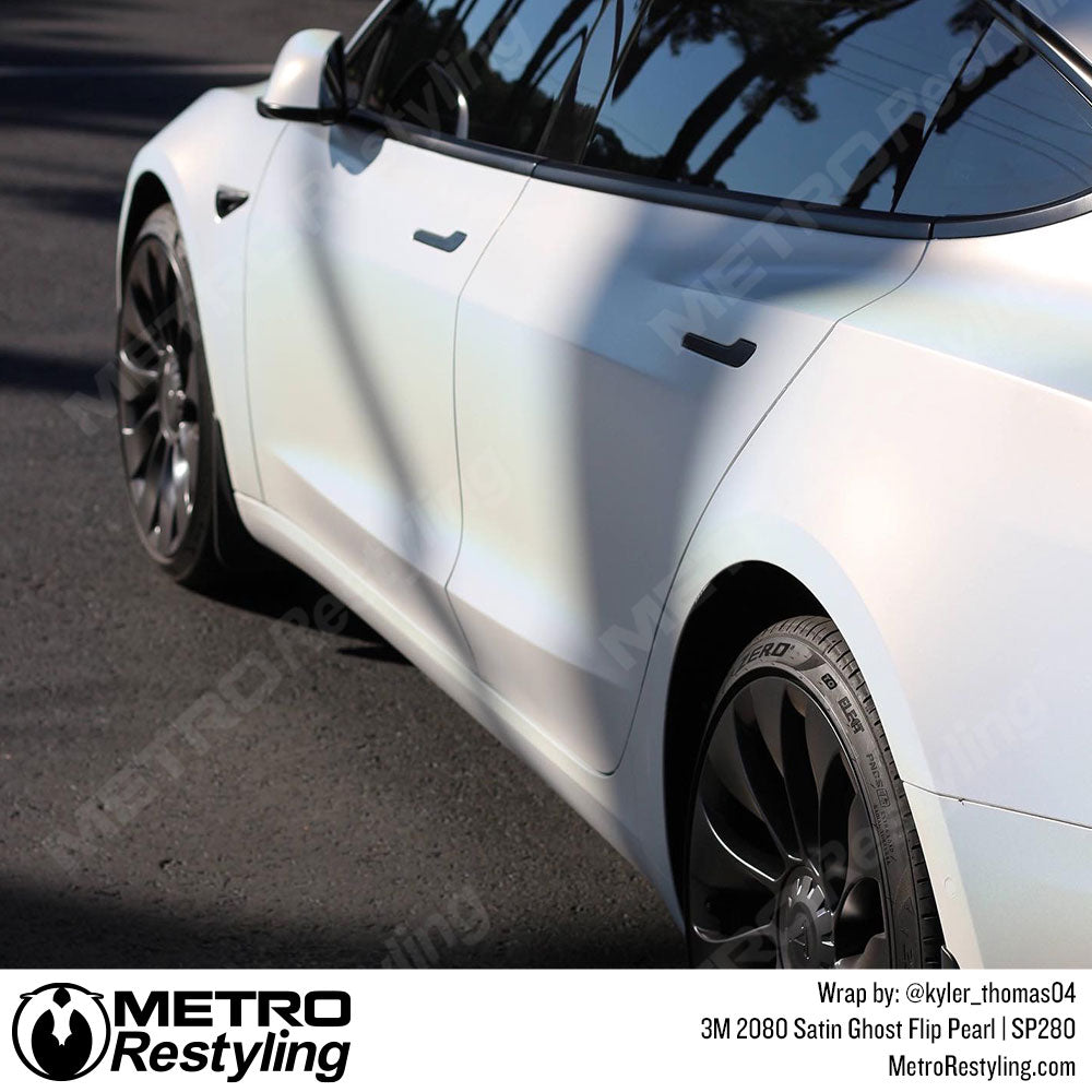 White Tesla Vinyl Wrap