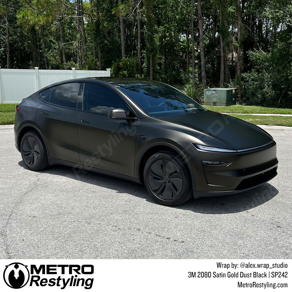 3M 2080 Satin Gold Dust Black tesla wrap