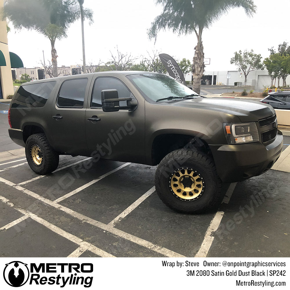 satin gold dust black chevy wrap