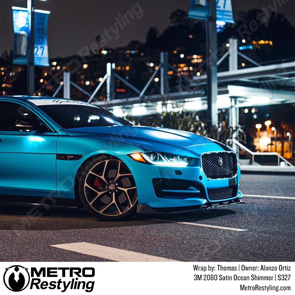 satin blue jaguar wrap