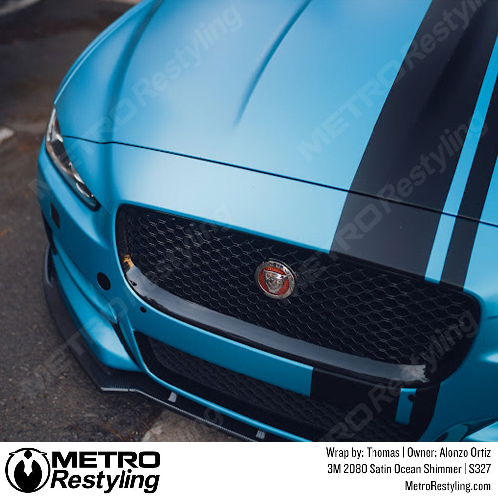satin blue jaguar wrap