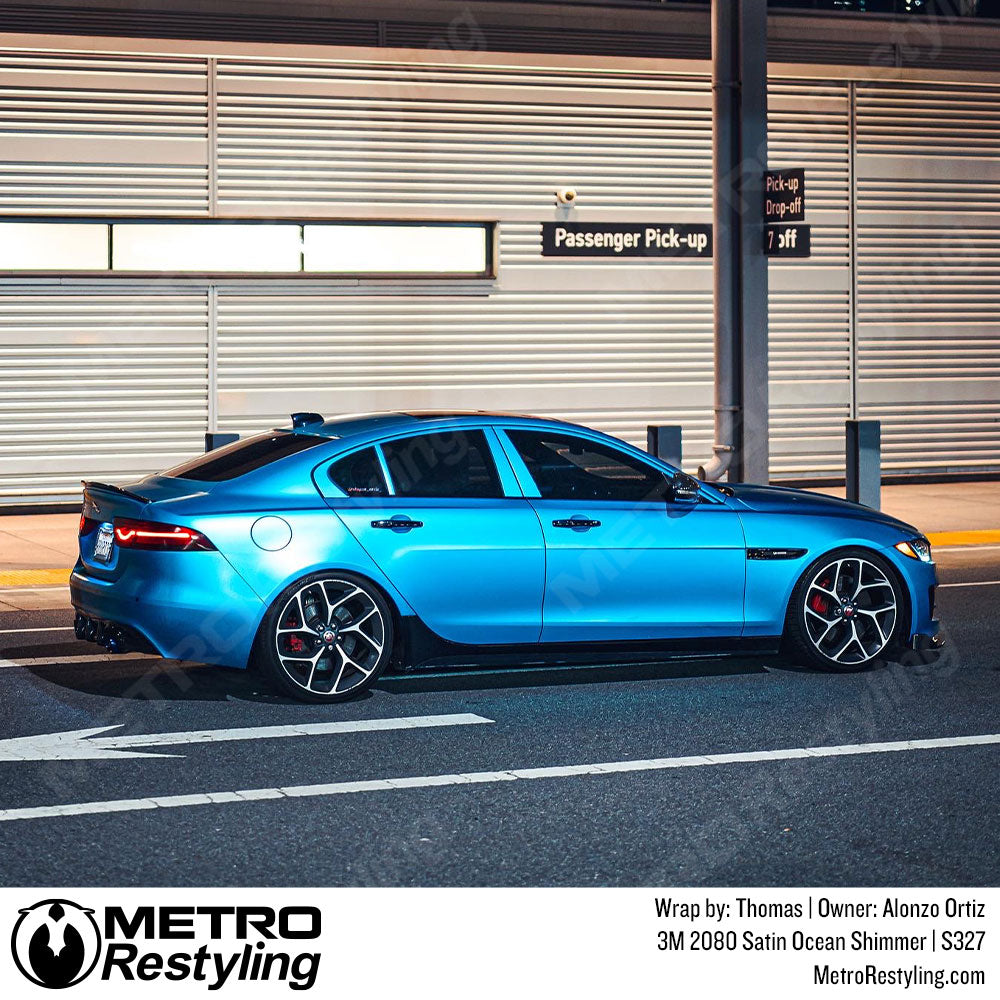 satin blue jaguar wrap