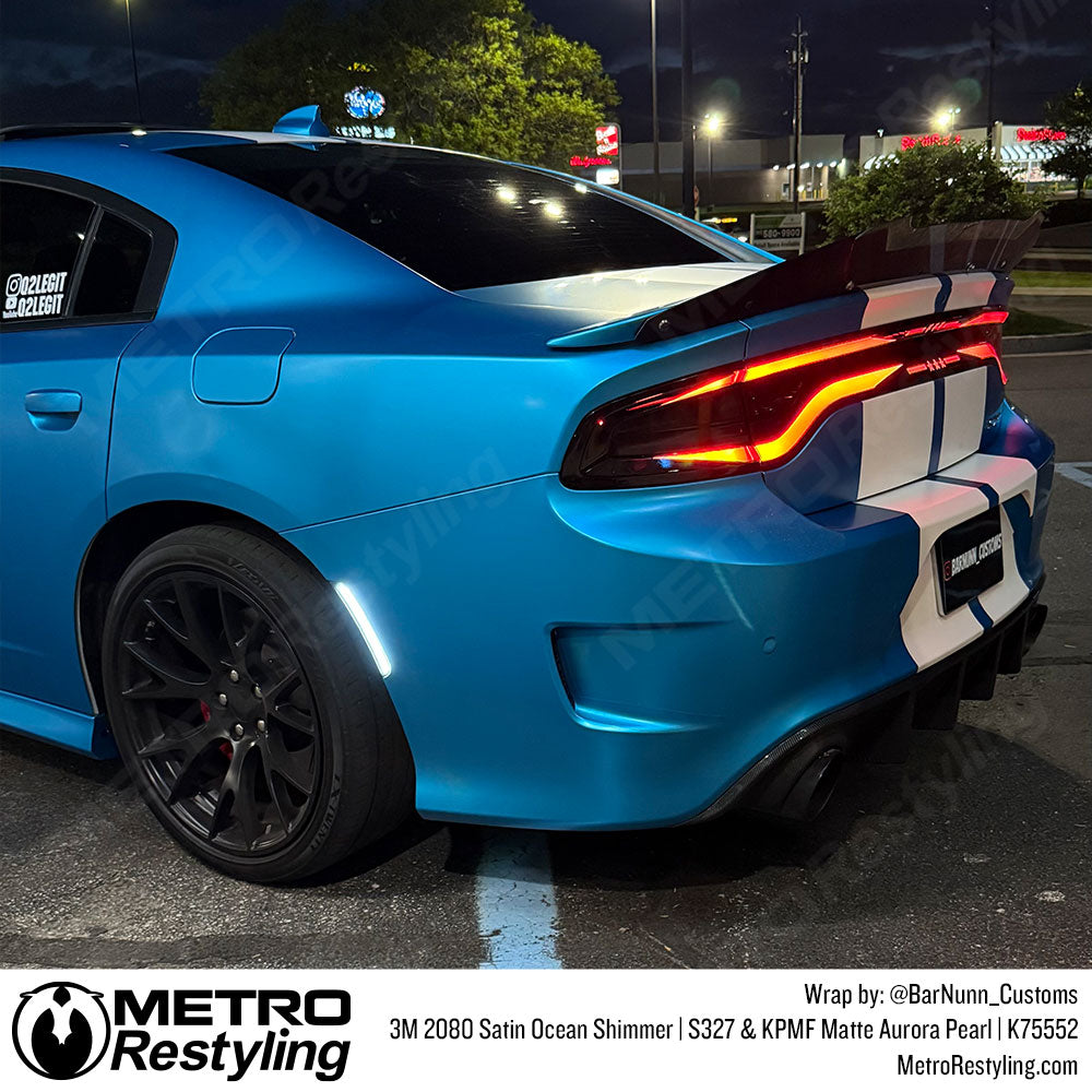 dodge charger with ocean blue wrap