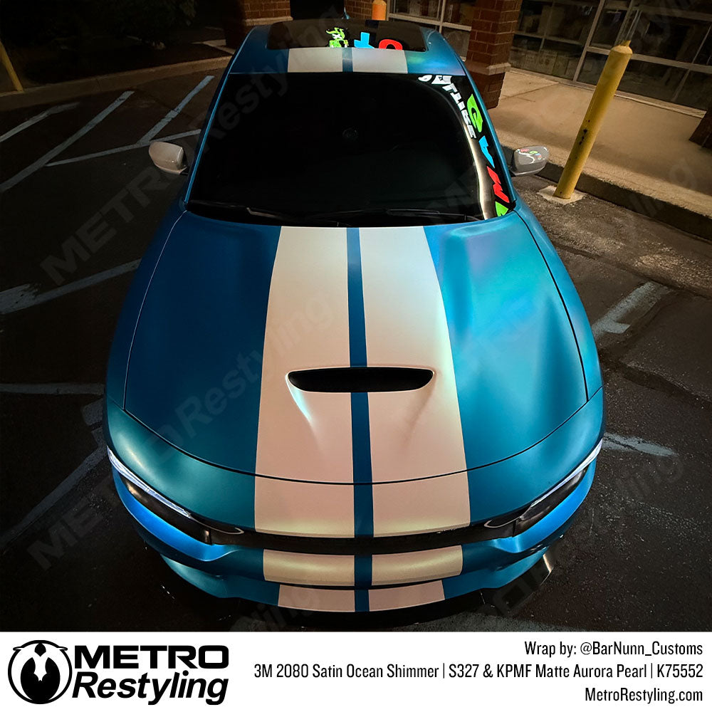 dodge charger with ocean blue wrap