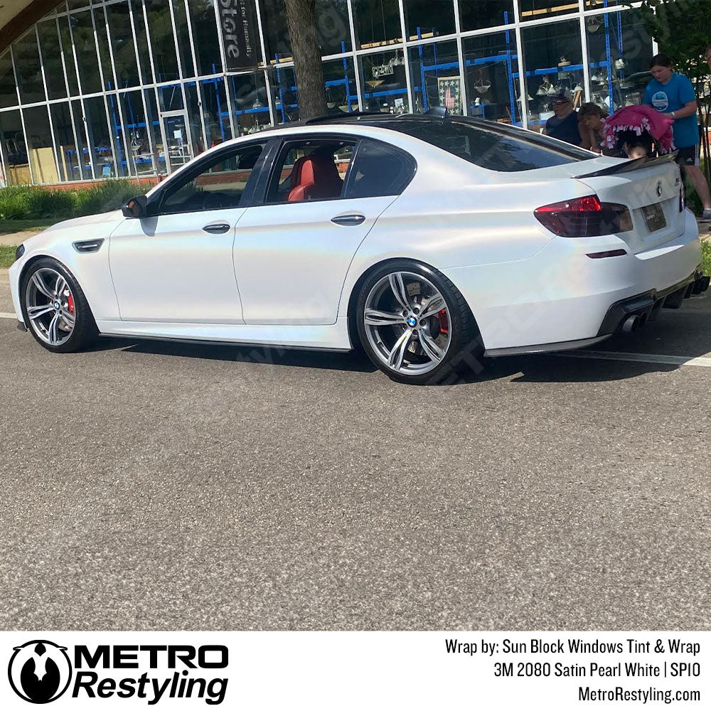 BMW M5 Vinyl Wrapped Pearl White