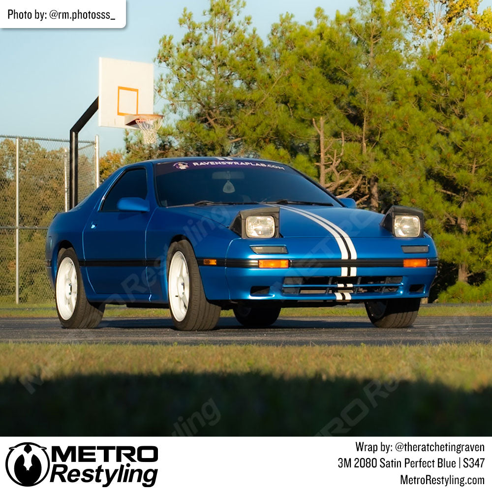 mazda with blue wrap