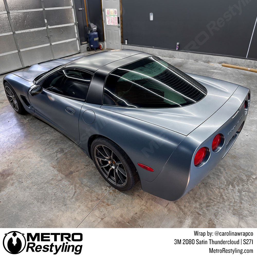 gray blue corvette wrap