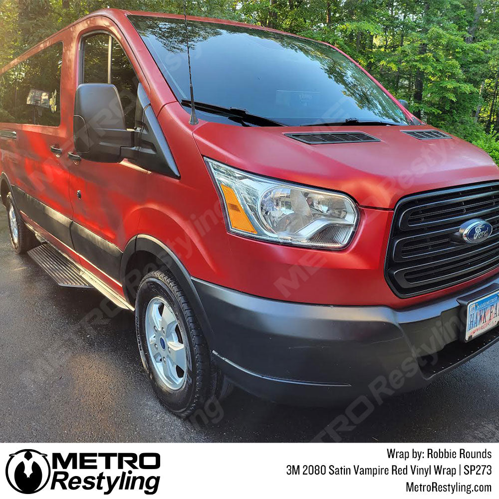 Ford Transit 350 Vampire Red Vinyl Wrap