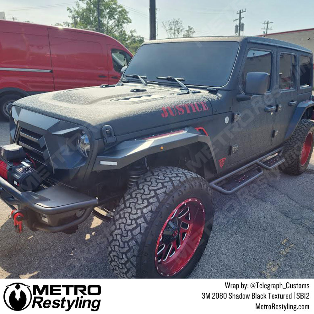 textured black vinyl car wrap