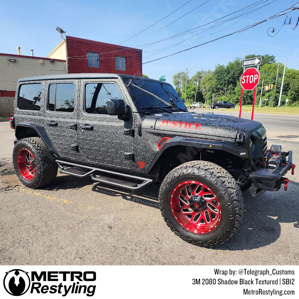 textured black vinyl car wrap