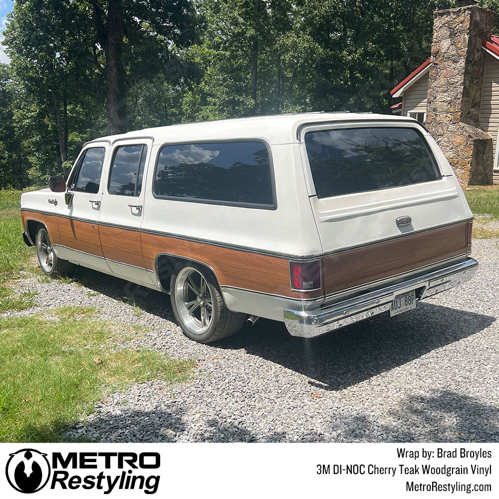 cherry woodgrain car wrap