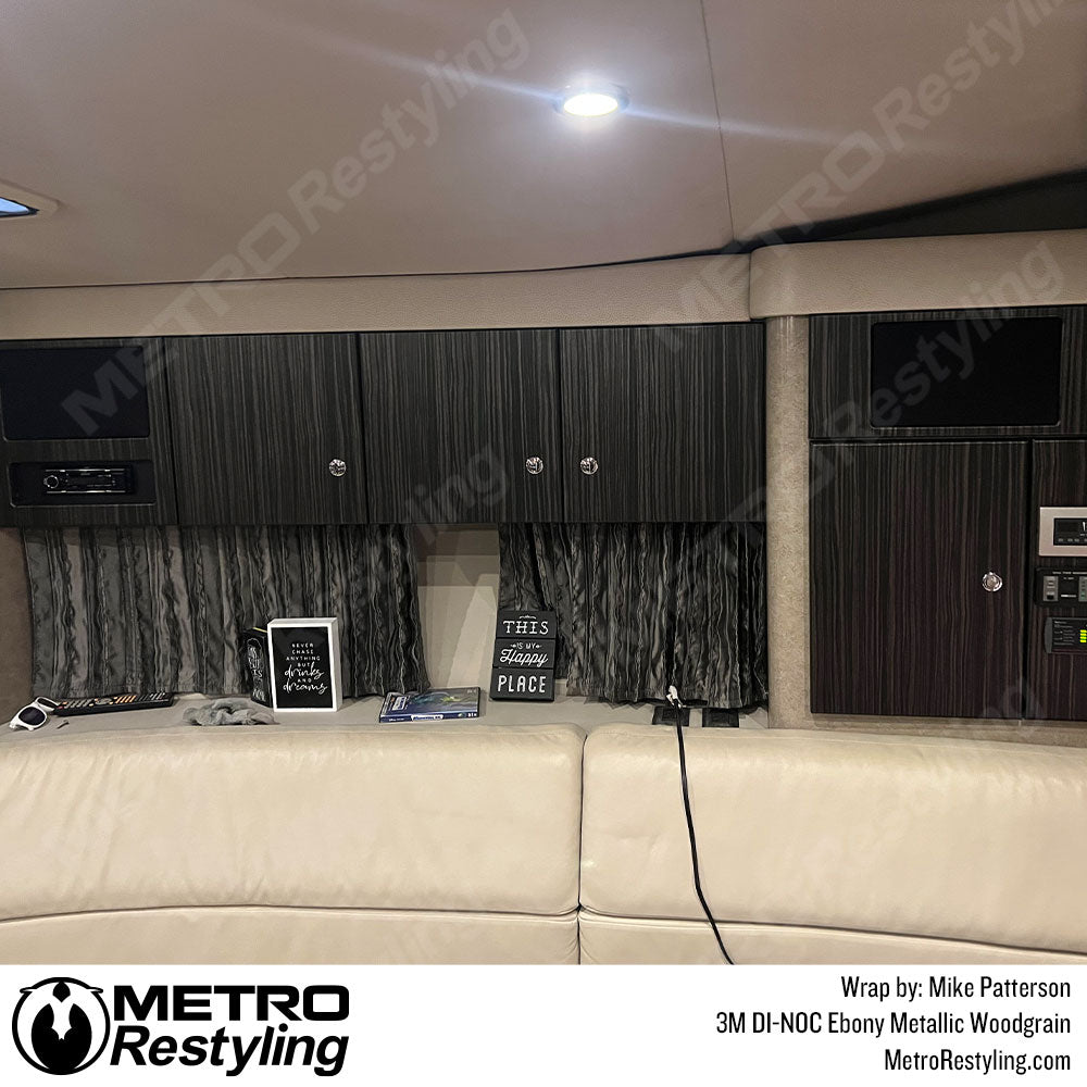 black wood grain cabinet wrap