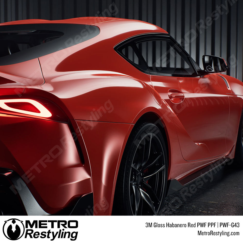 glossy red car wrap