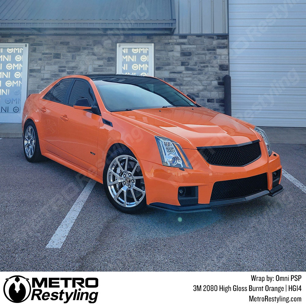 cadillac high gloss orange wrap