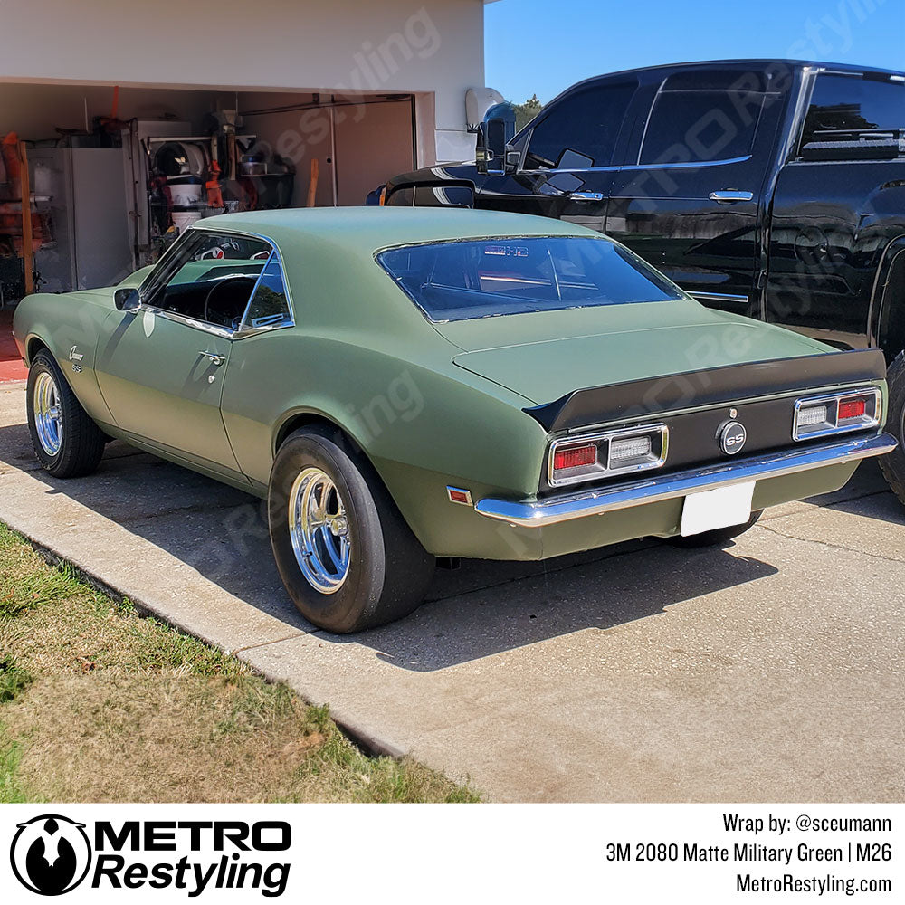 matte green camaro wrap