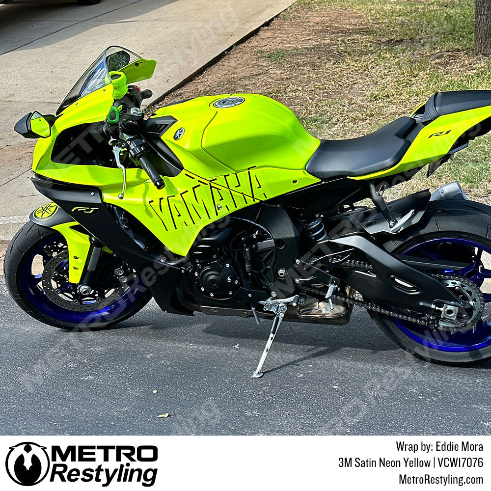 neon yellow motorcycle wrap