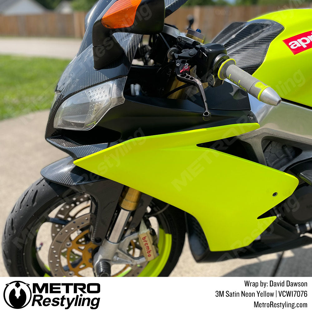 neon yellow motorcycle wrap