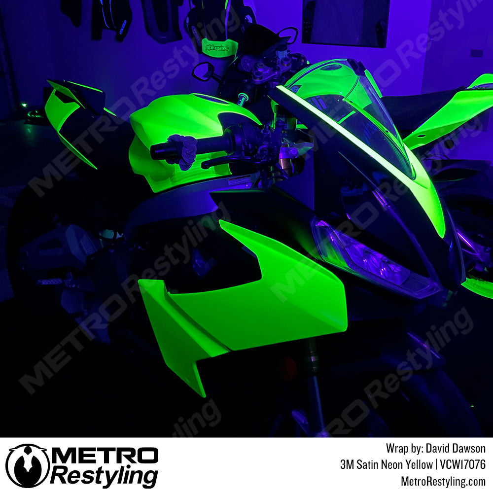 3M neon yellow motorcycle wrap