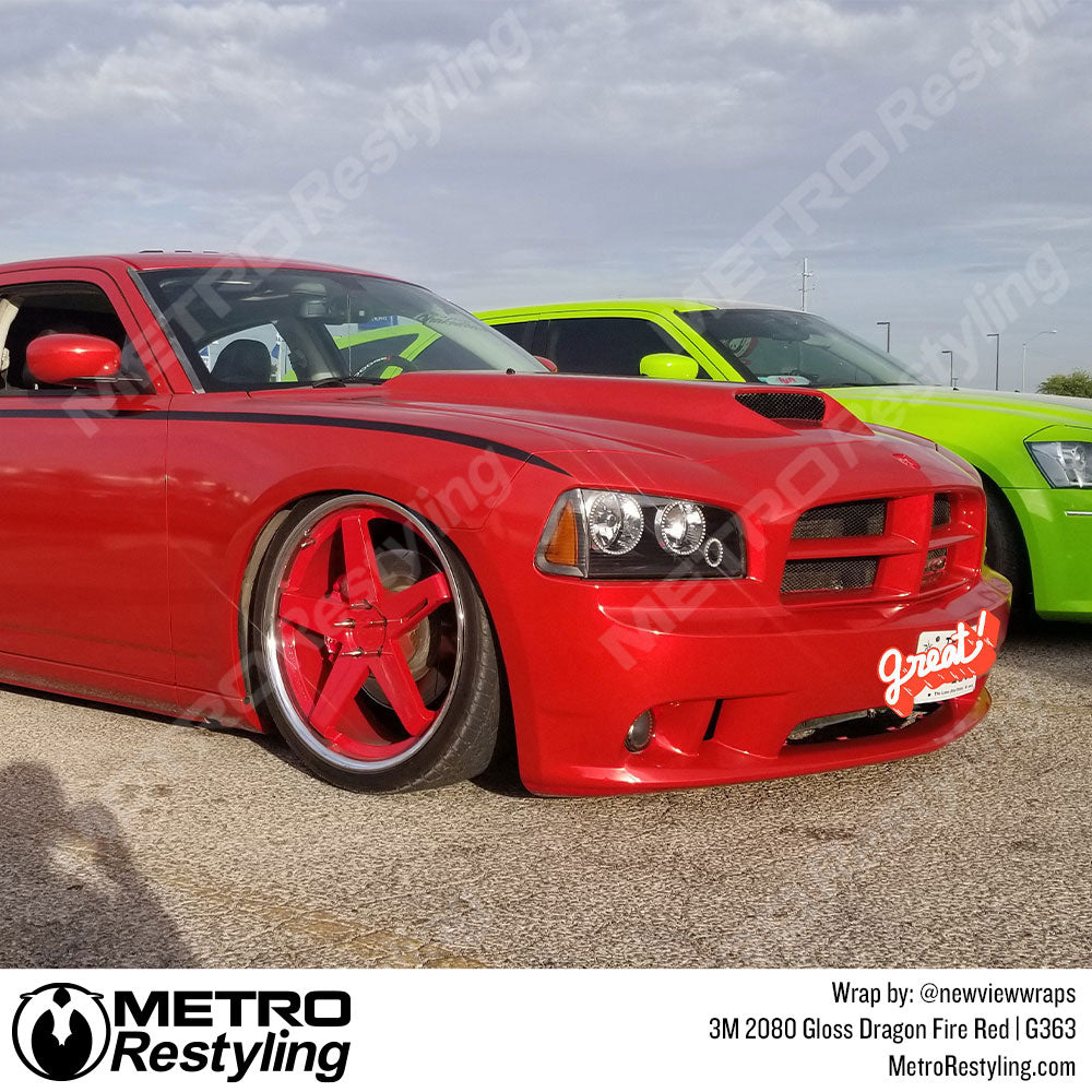 fire red car wrap
