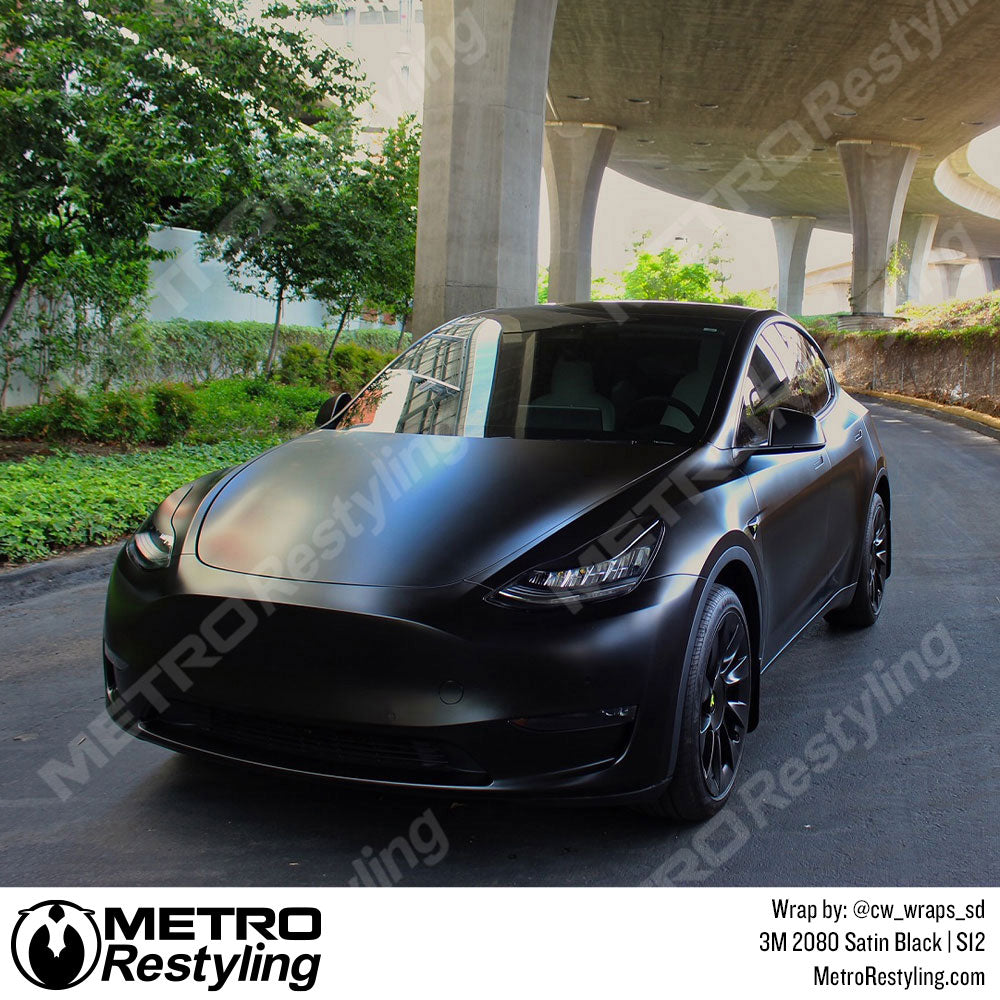 Satin Black Tesla Wrap