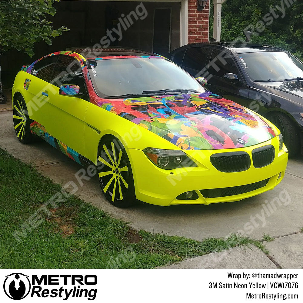 neon yellow bmw wrap