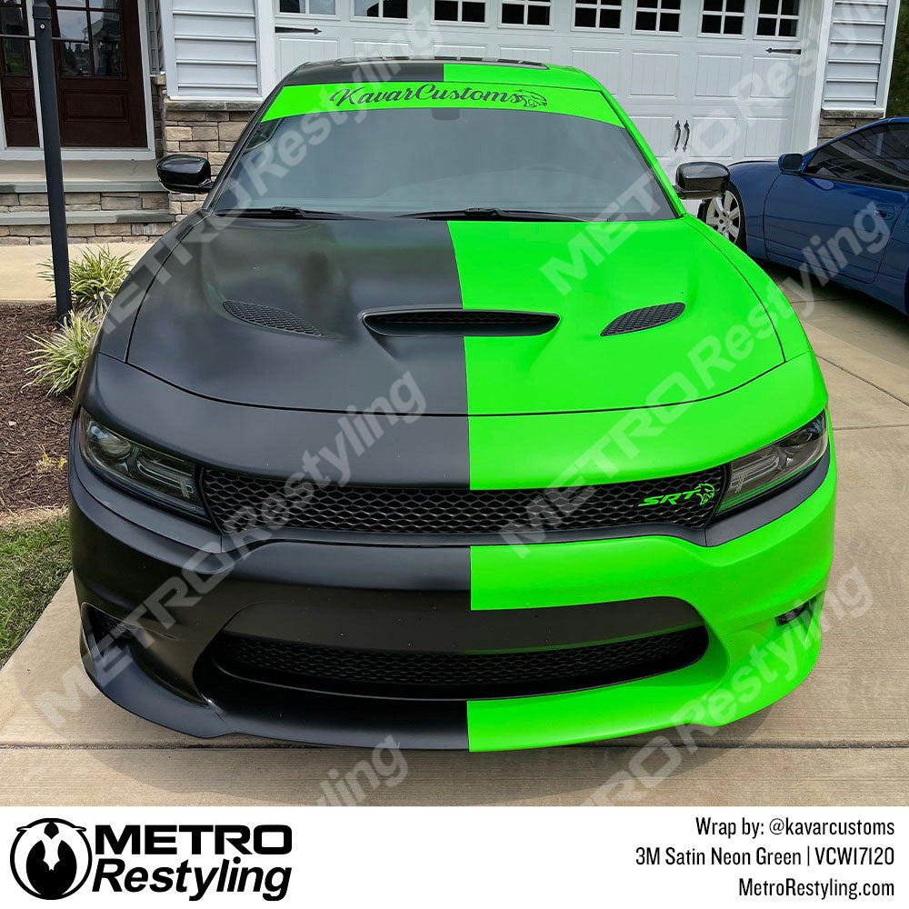 neon green charger vinyl wrap