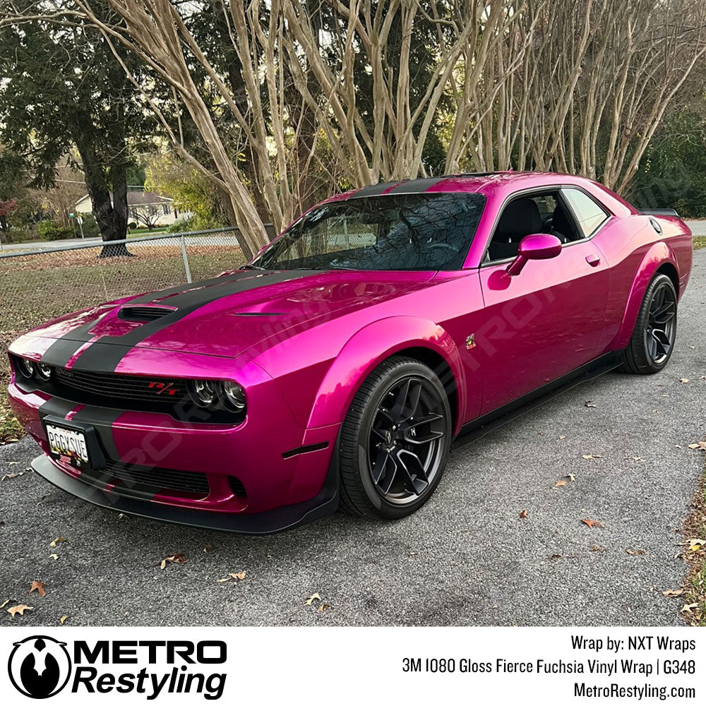 fierce fuchia pink wrap dodge challenger