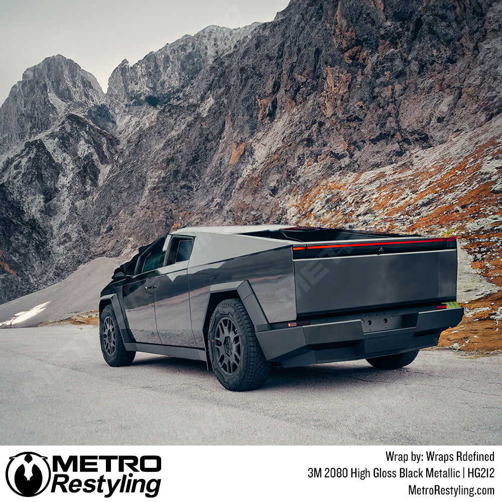 black metallic cybertruck wrap