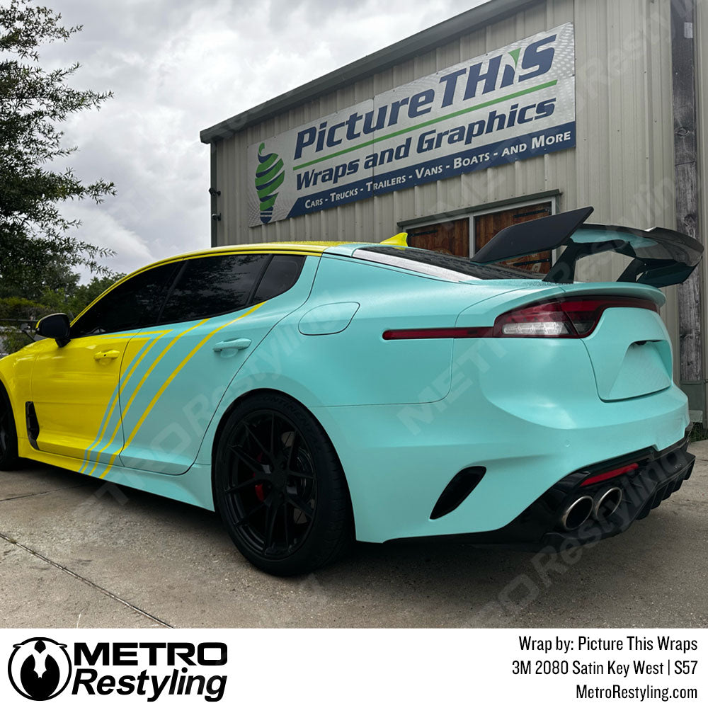 light blue kia wrap