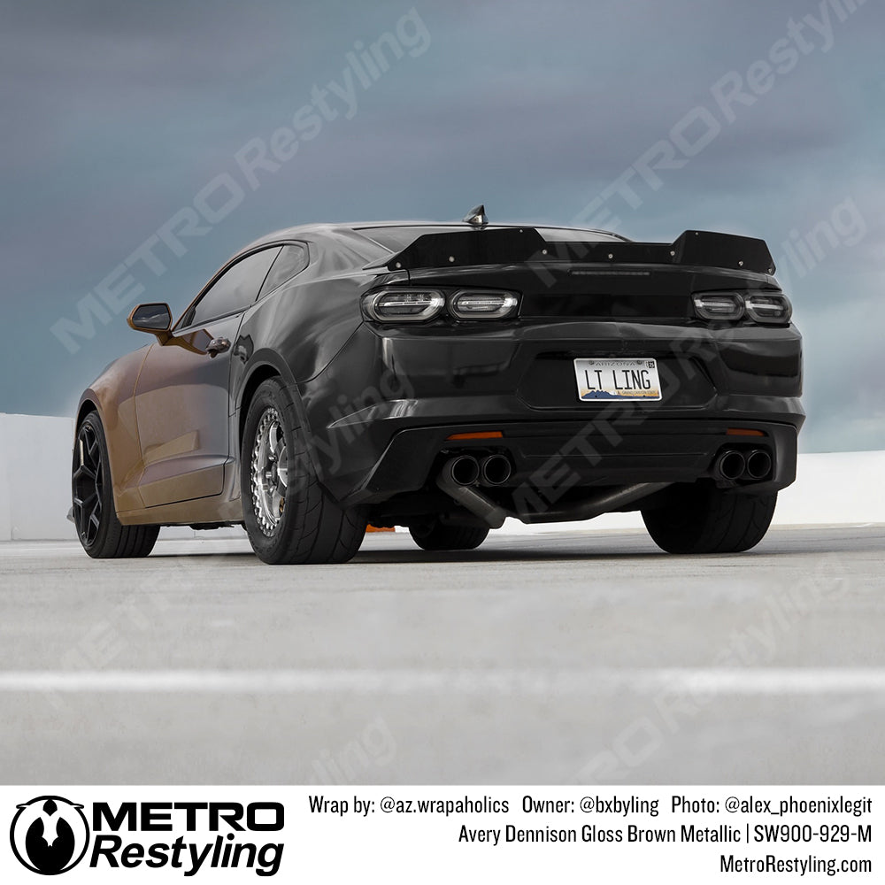 glossy brown camaro vinyl wrap