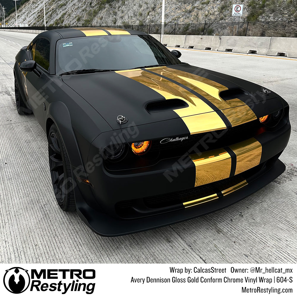 black ghost wrap gold conform chrome vinyl