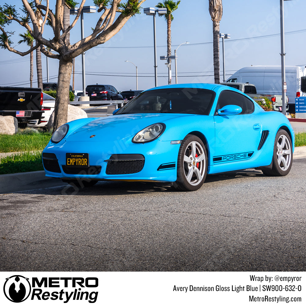 gloss light blue porsche wrap