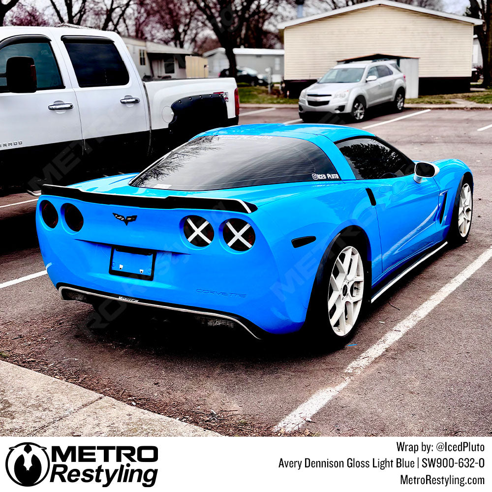 light blue corvette wrap