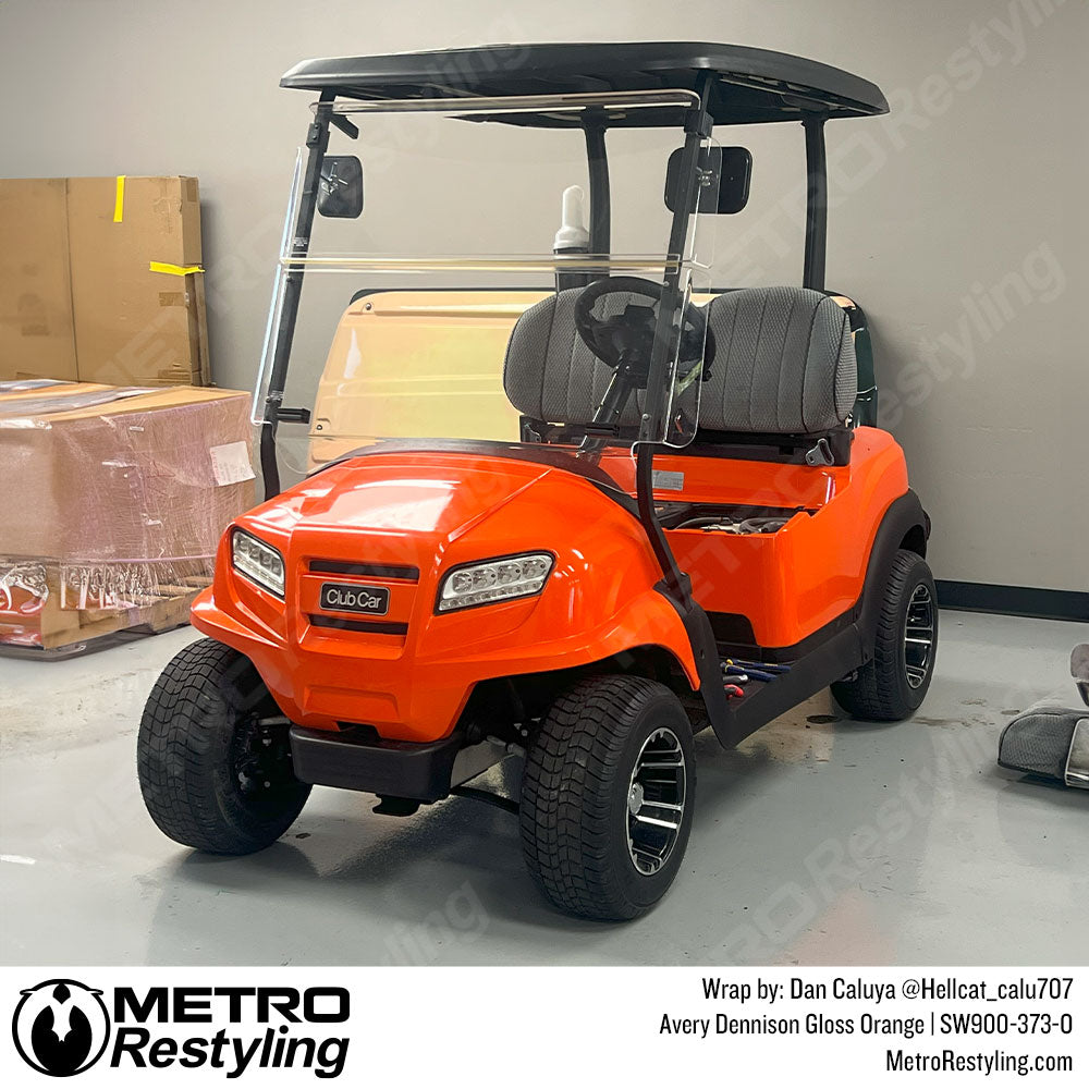 gloss orange golf cart wrap
