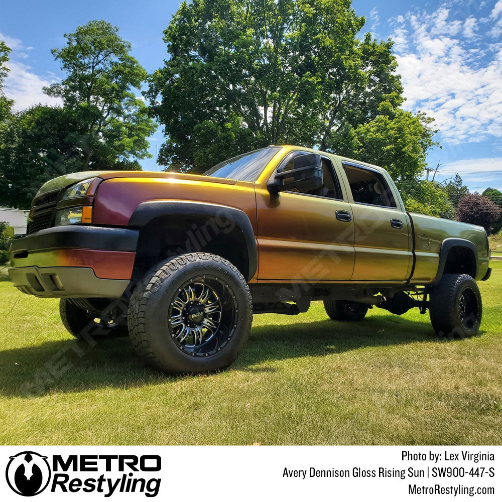 avery rising sun truck wrap