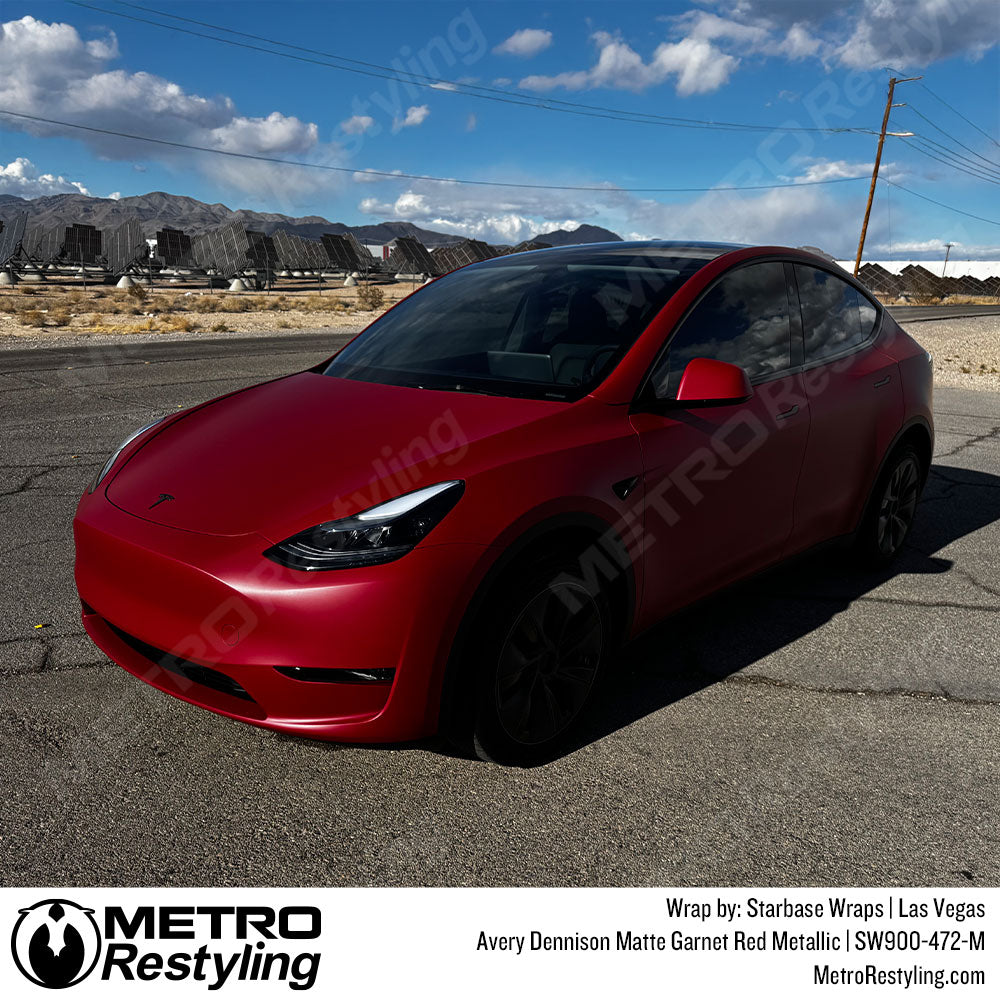 matte red tesla wrap