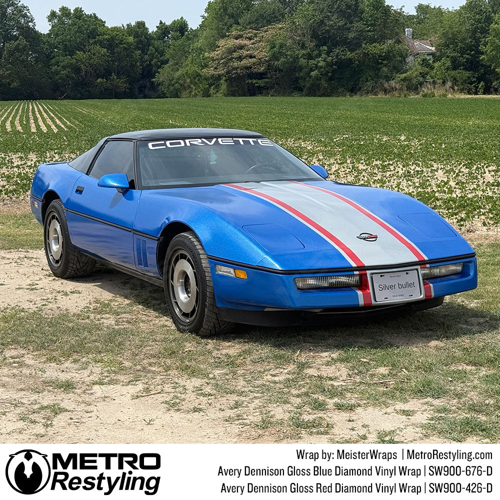 gloss blue metallic diamond chevy corvette wrap
