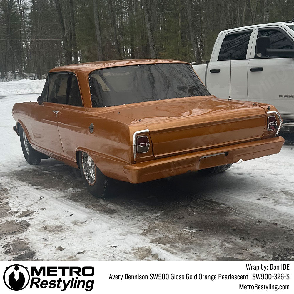 orange classic car wrap