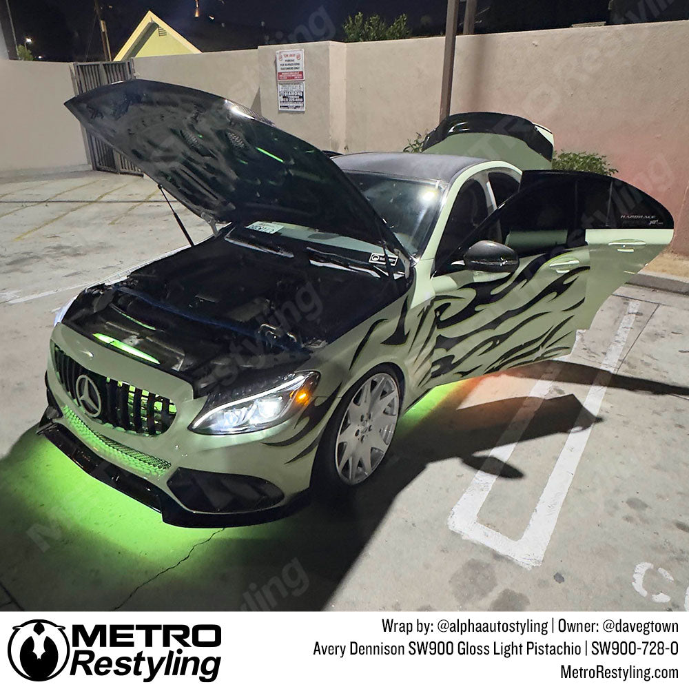 mercedes with green wrap