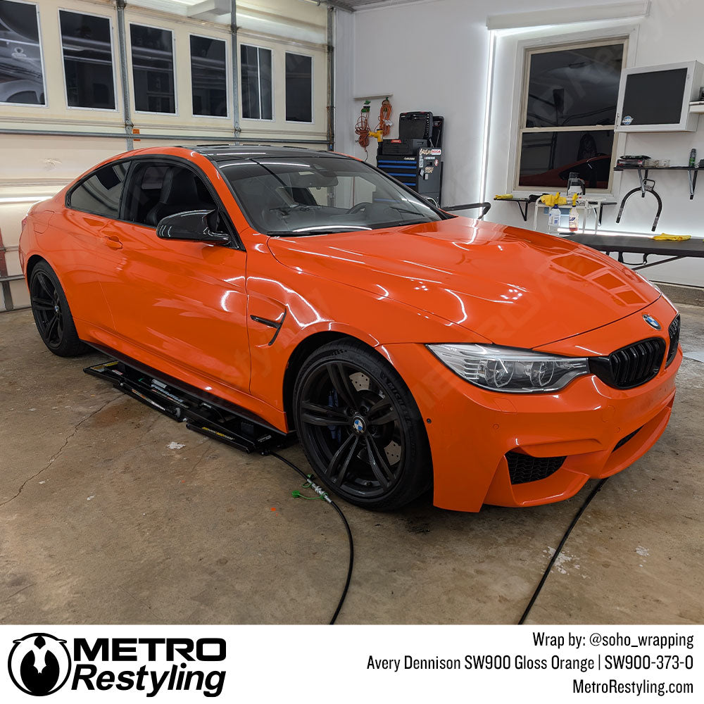 BMW with orange wrap