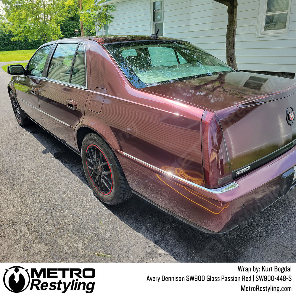 passion red cadillac vinyl wrap