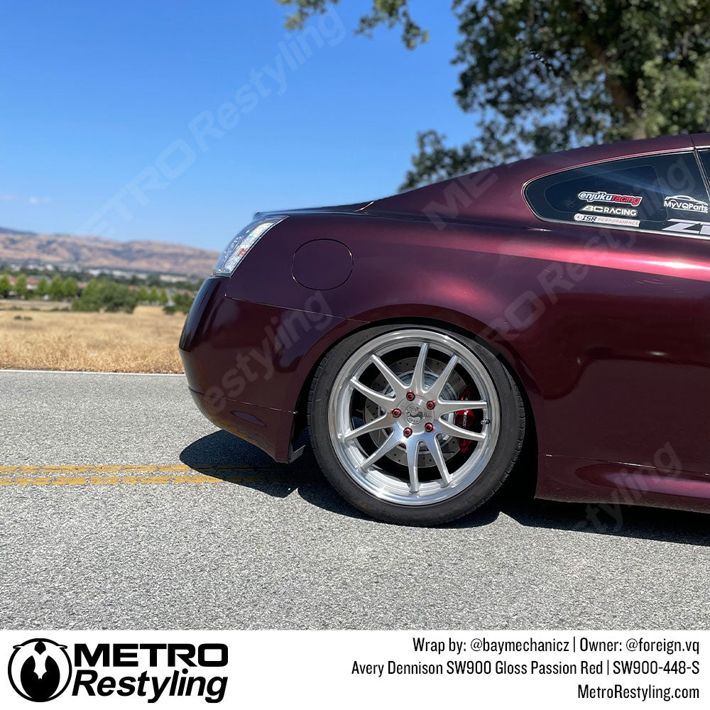 red cadillac vinyl wrap