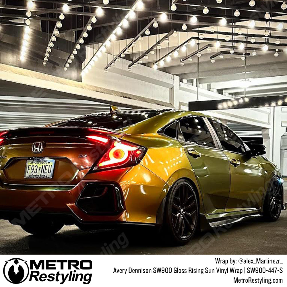 Honda Civic Wrapped in Rising Sun Vinyl