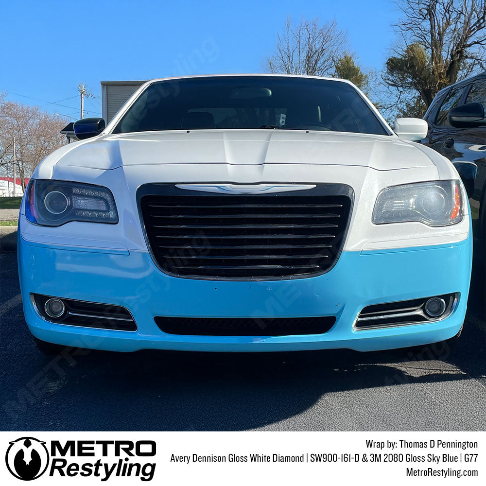 chrylser 300 with blue and white wrap