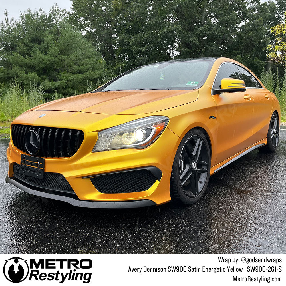 energetic yellow mercedes wrap