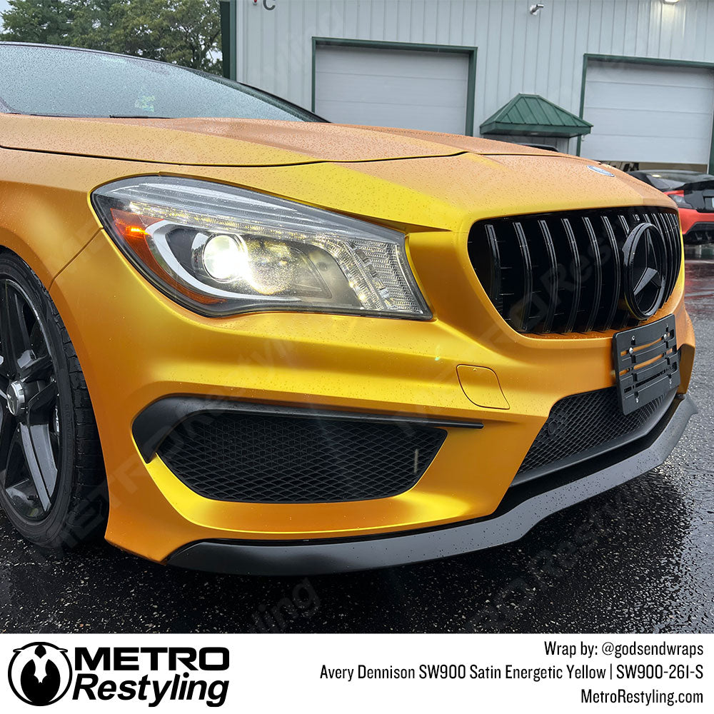 energetic yellow mercedes wrap