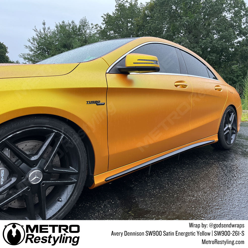 energetic yellow mercedes wrap