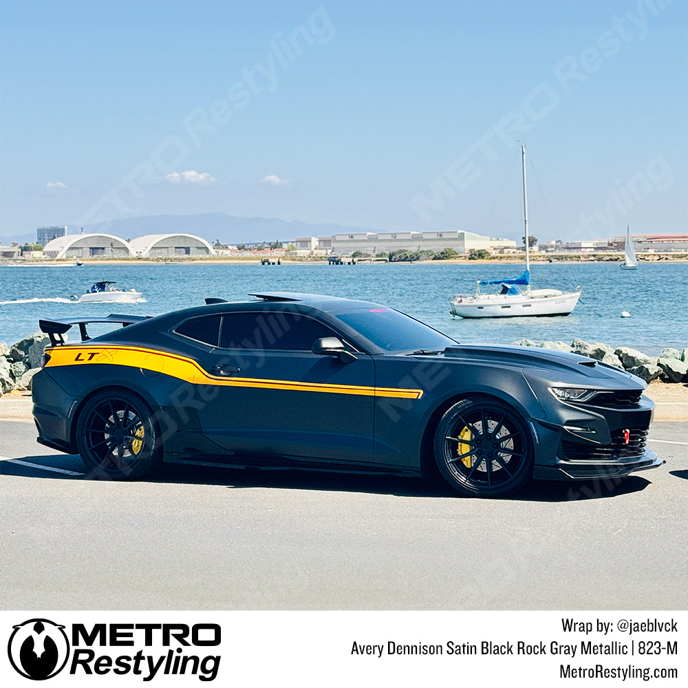 satin black camaro vinyl wrap